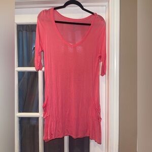 New York & Company pink Tunic Top 3/4 sleeves shirt w pockets NWT woman’s Medium